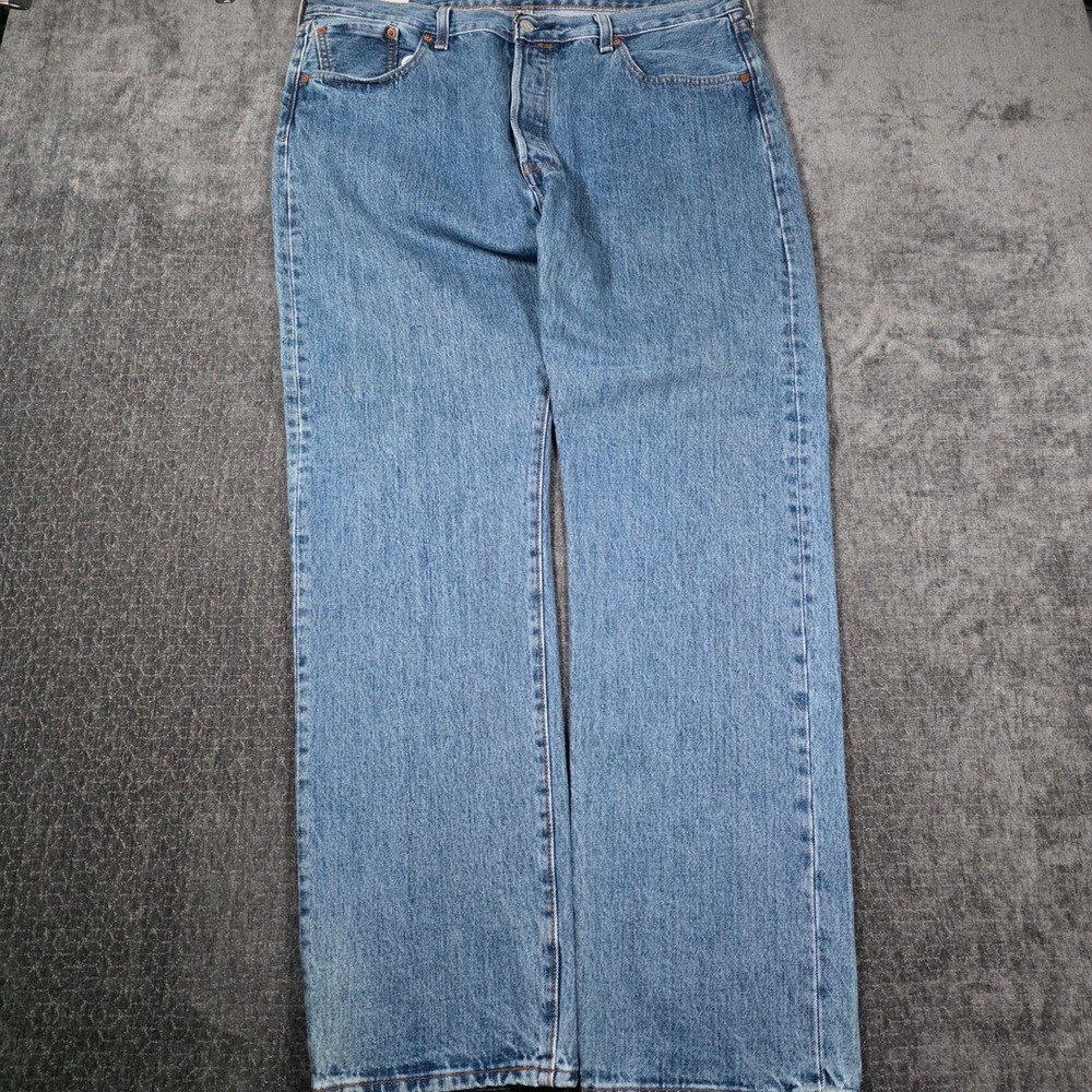 Levi's 501 Original Fit Mens Blue Straight Leg Button Fly Denim Jeans 38x34 - Picture 3 of 10